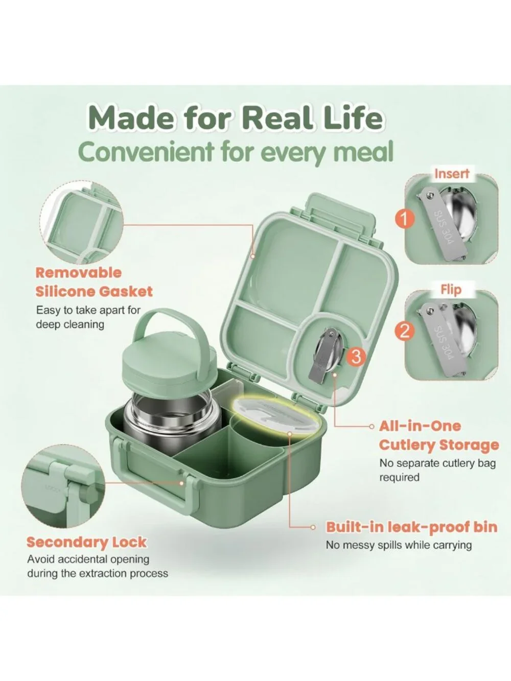 Leak-Proof Kids Bento Box & Insulated 9oz Food Jar - Perfect Lunch Container!